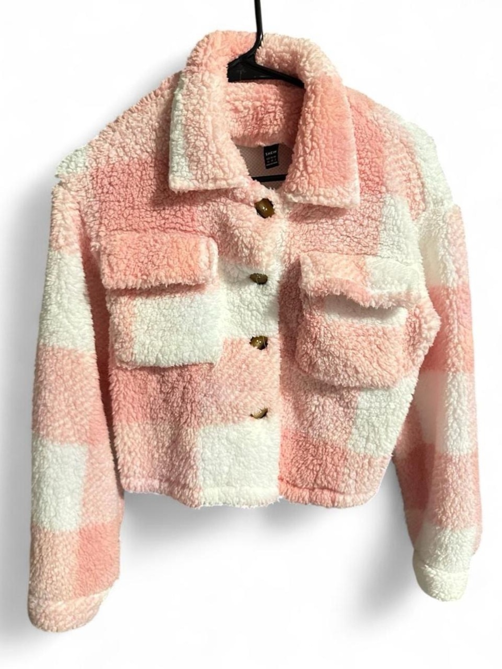 Sherpa Jacket in Pink & White Check